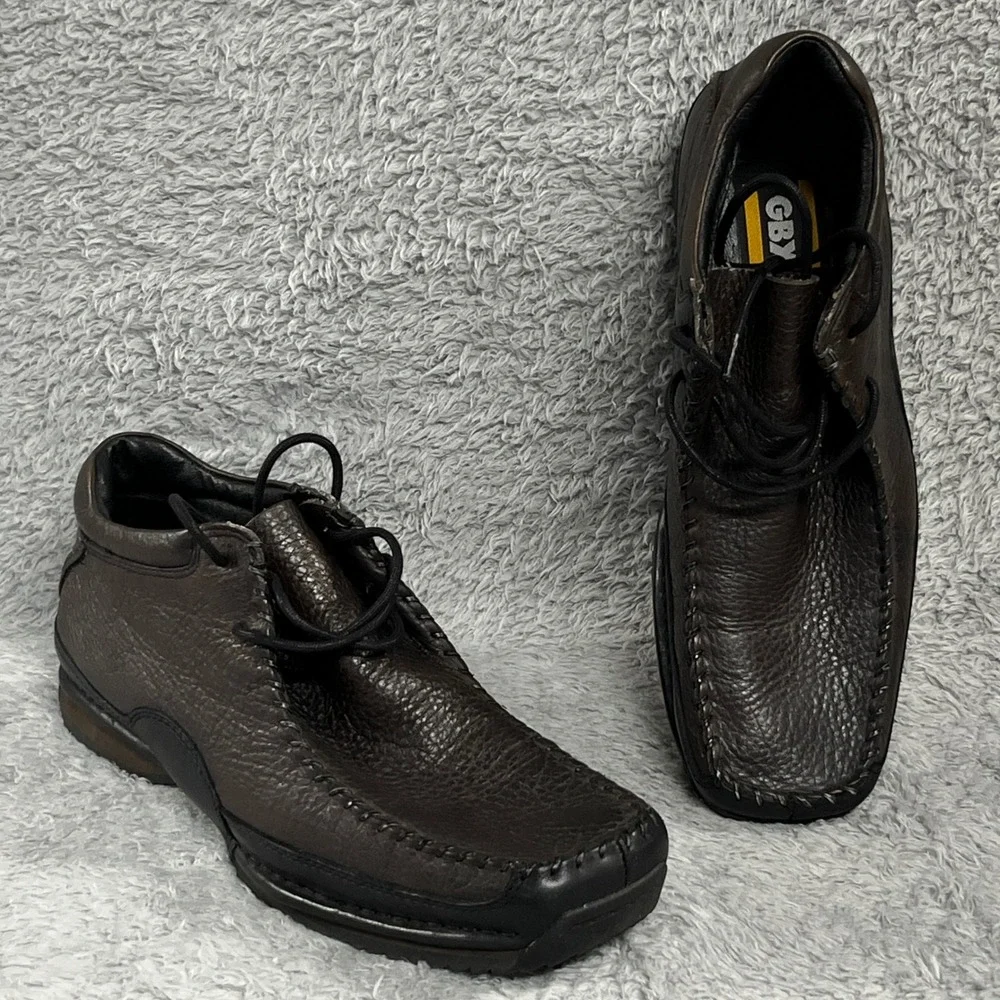GBX Chukka‎ Boots Mens 11 Brown Leather Lace Up Square Toe Rugged Casual